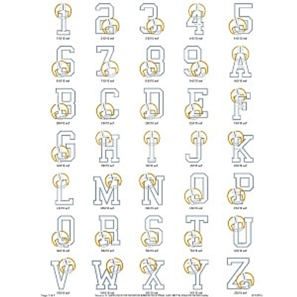 Football Helmet Alphabet Embroidery Font Design