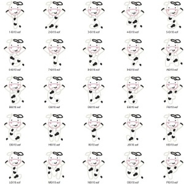 Cow Alphabet Font Monogram Machine Embroidery Design for Instant Download