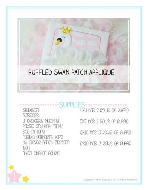 Swan Patch Applique Embroidery Design