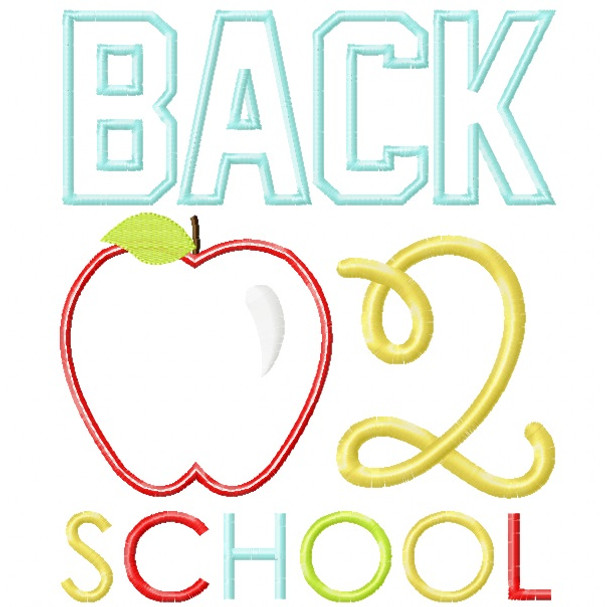 Back 2 School Apple Satin and Zigzag Stitch Applique Machine Embroidery Design