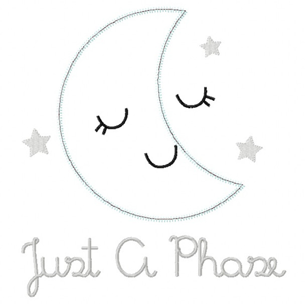 Just a Phase Satin and Zigzag Stitch Applique   Embroidery Design