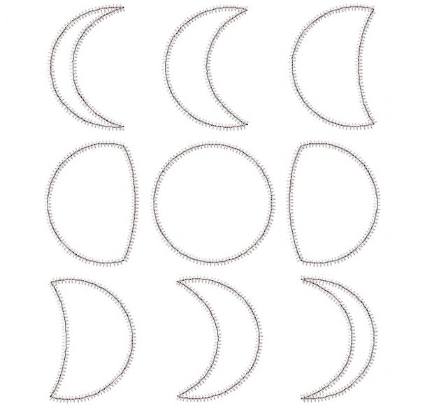 Moon Phases Satin and Zigzag Stitch Applique