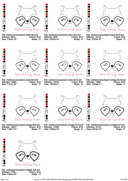 Stole Mommys Heart Vintage and Chain Applique Embroidery Design