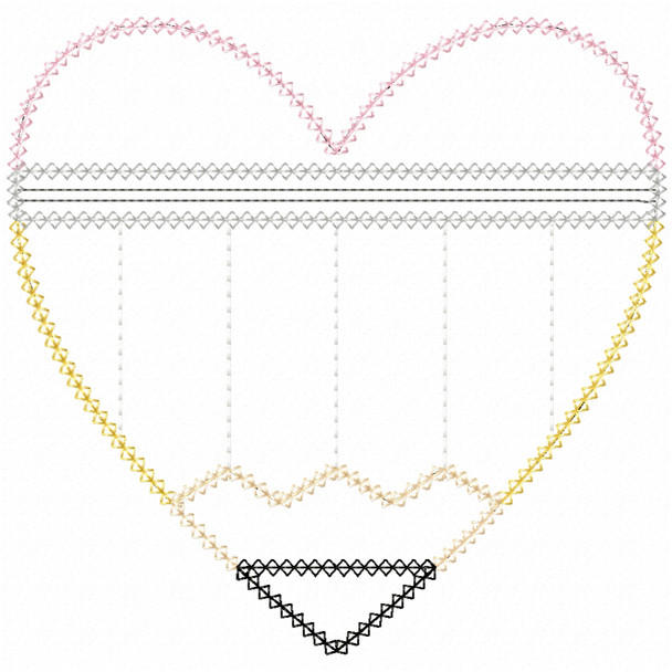 Heart pencil machine embroidery design for Back to School in vintage stitch – available in 4x4, 5x7, 6x10, 8x8, and 9x14 sizes