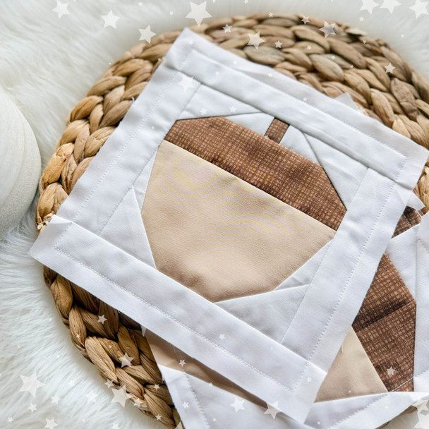 Fall Acorn Quilt Block FPP Instant Download For Machine Embroidery