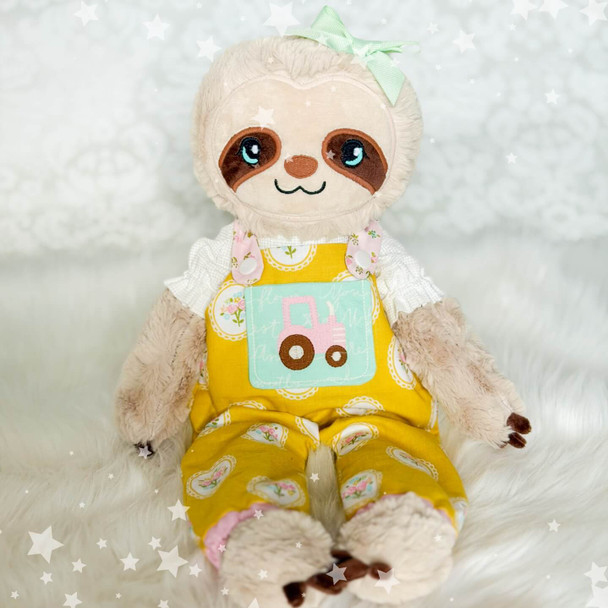 Sloth Plushie Doll Machine Embroidery Design For Instant Download