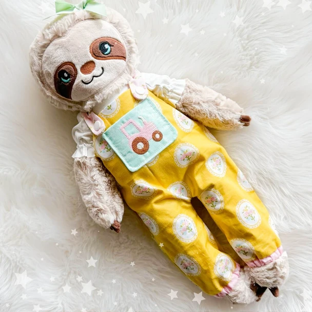 Sloth Plushie Doll Machine Embroidery Design For Instant Download