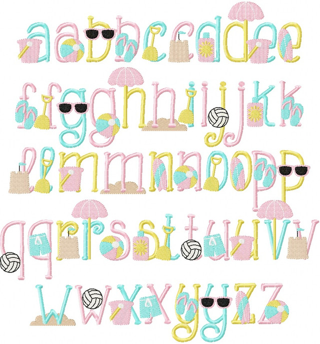 Surf Side Font Embroidery Machine Design
