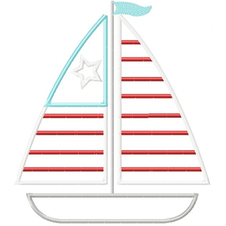 Patriotic Sailboat Applique Machine Embroidery Design