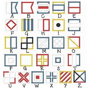 Nautical Flag Alpha Embroidery Machine Design