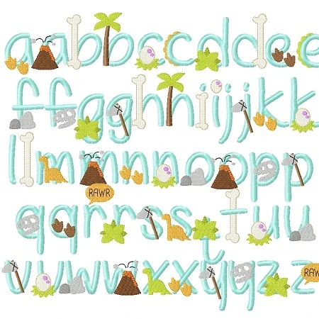 Dino Embroidery Font Embroidery Machine Design