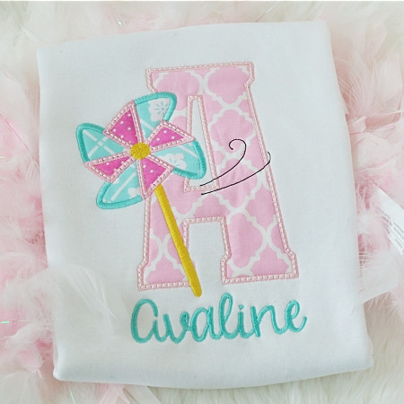 Pinwheel Alpha Embroidery Machine Design