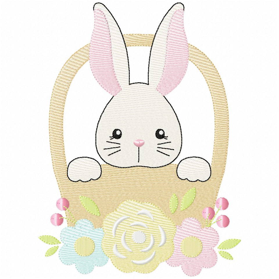 Bunny Tail and Eggs Simple Stitch and Sketch Fill Applique Embroidery ...
