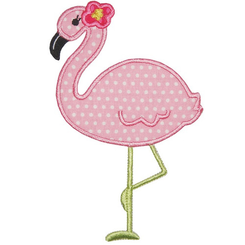 Flamingo zigzag applique machine embroidery design file