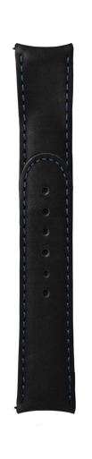 ESSENCE "Deployant" Black Leather Strap Blue Stitching (without clasp)