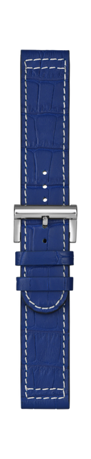 Leather strap blue croco structure
