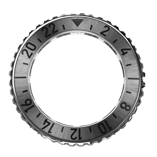 REEF STAINLESS STEEL GMT BEZEL WITH BLACK 24-HOUR SCALE
