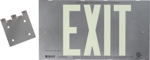 112654B - 15.25" x 8.25" Brady Label (Glow White on Silver) (Sign)