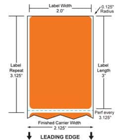 2" x 3" Color Label (Fluorescent Orange) (Case) - FL-2-3-1900-OR