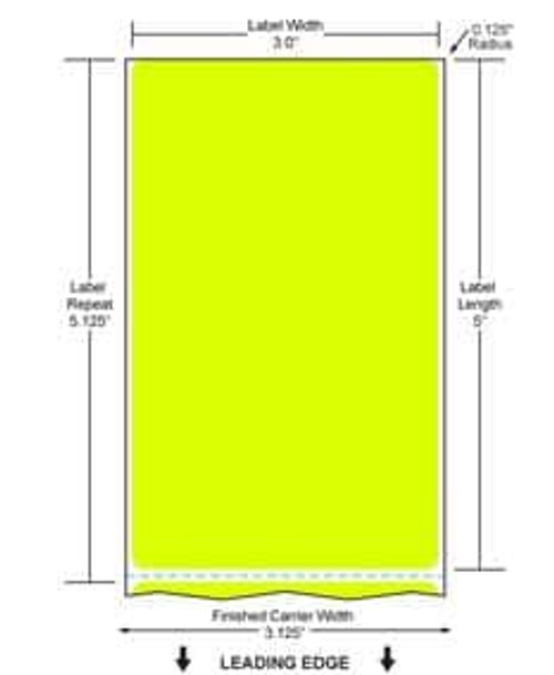 3" x 5" Color Label (Fluorescent Chartreuse) (Case) - FL-3-5-1200-CH