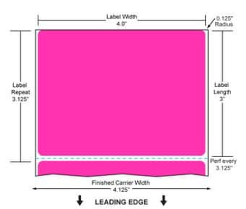 4" x 3" Color Label (Fluorescent Pink) (Case) - FL-4-3-1900-PK