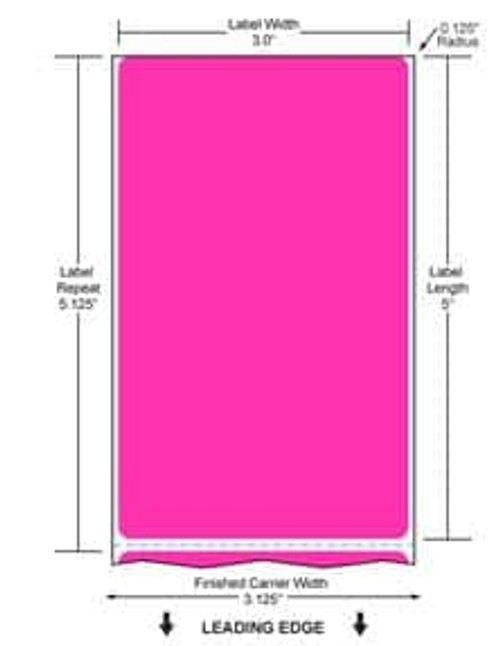 3" x 5" Color Label (Fluorescent Pink) (Case) - FL-3-5-1200-PK