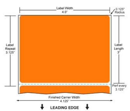 4" x 3" Color Label (Fluorescent Orange) (Case) - FL-4-3-1900-OR