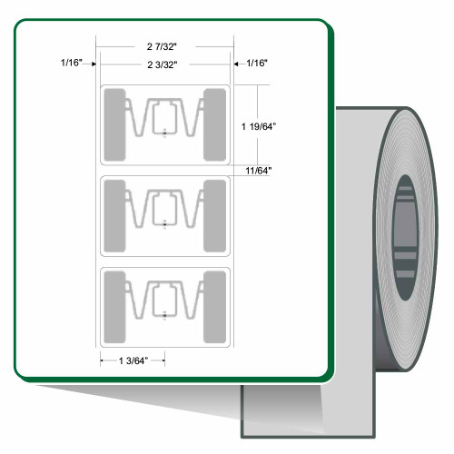 10038870 - 2.09" x 1.3" Zebra Z-Perform 2000T RFID Label (Roll)