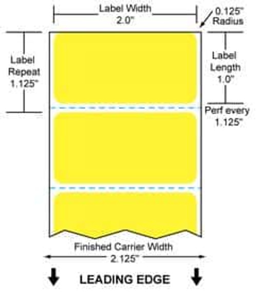 2" x 1" Color Label (Yellow) (Case) - RD-2-1-1375-YL