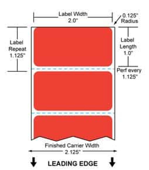2" x 1" Color Label (Red) (Case) - RFC-2-1-5500-RD