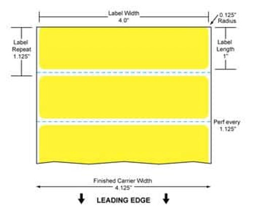 4" x 1" Color Label (Yellow) (Case) - RFC-4-1-5500-YL