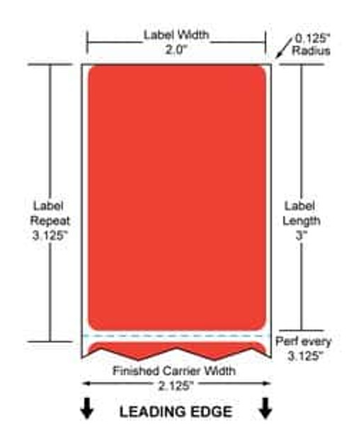 2" x 3" Color Label (Red) (Case) - RFC-2-3-1900-RD