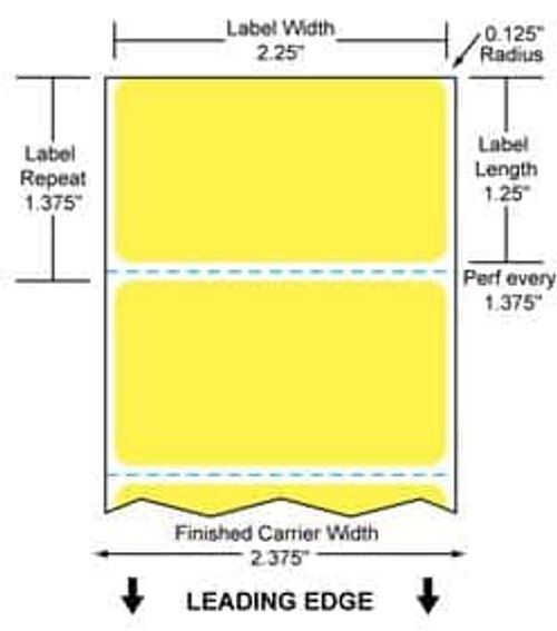 2.25" x 1.25" Color Label (Yellow) (Case) - RD-225-125-1135-YL