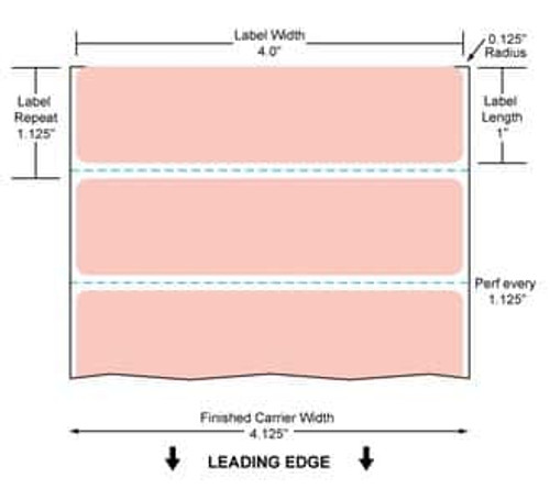 4" x 1" Color Label (Pink) (Case) - RFC-4-1-5500-PK