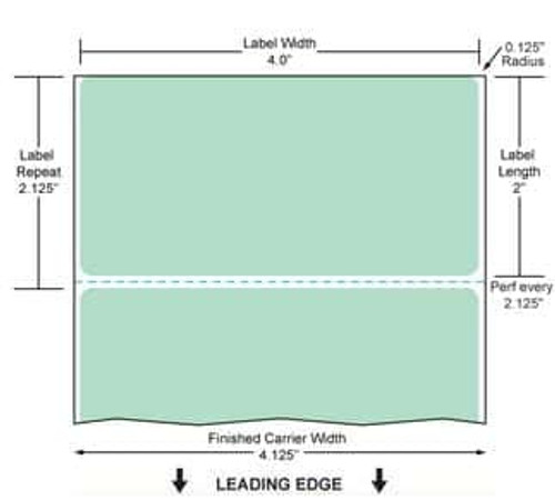 4" x 2" Color Label (Green) (Case) - RFC-4-2-2900-GR