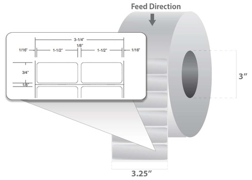 RT-15-075-15000-3-AZ - 1.5" x 0.75" TT Paper Label (Case)