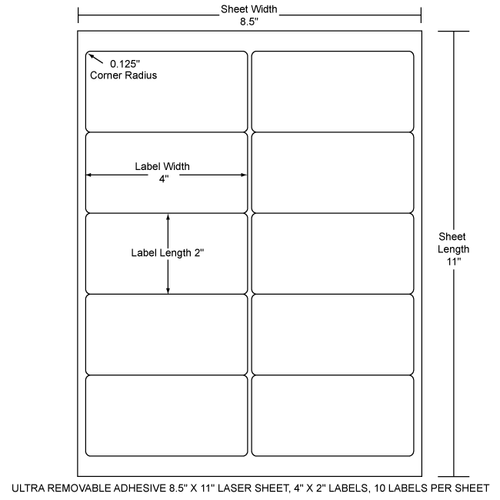 4" x 2" EDP Laser Sheet (Case) - RL-4-2-10-UR