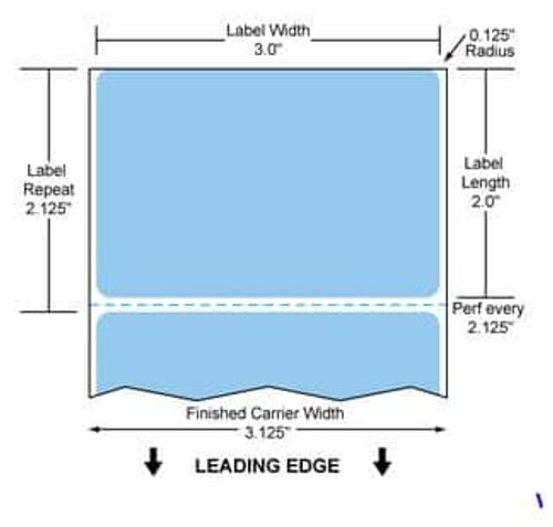 3" x 2" Color Label (Blue) (Case) - RD-3-2-735-BL