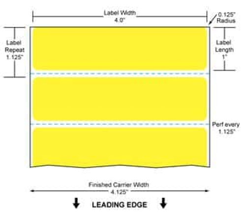 4" x 1" Color Label (Yellow) (Case) - RD-4-1-1375-YL