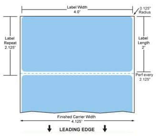 4" x 2" Color Label (Blue) (Case) - RD-4-2-735-BL