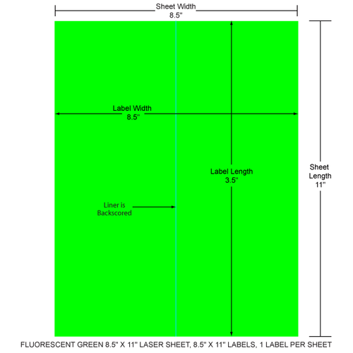 8.5" x 11" EDP Laser Sheet (Fluorescent Green) (Case) - RL-85-11-1-G