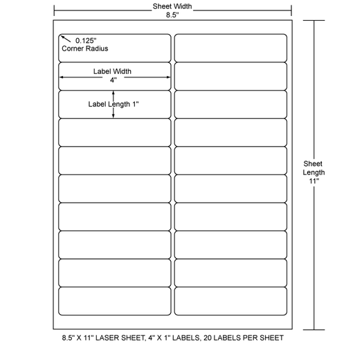 4" x 1" EDP Laser Sheet (Case) - RL-4-1-20-RC