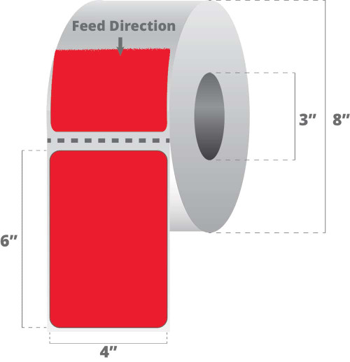 420970-FRD - 4" x 6" Honeywell GreatLabel Label (Fluorescent Red) (Case)