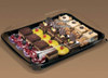 Pack x 5 Mediuml 327 x 247 x 55mm Black base & Clear Lid Platters