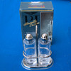 Italian Pintinox Cruet 2 pc Set Glass & Stainless Steel Caddy Tops 18/10