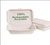 Pack x  25 x white Bagasse Disposable 9"x 6"  Hinged Food Box