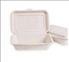 Case x 250 white Bagasse Disposable 9"x 6"  Hinged Food Box
