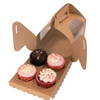 Pack x 20 4 cupcake Cardboard Brown Cake box with window