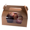 Pack x 50 4 cupcake Cardboard Brown Cake box with window