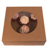 Pack x 30 6 cupcake Cardboard Brown Cake box with window